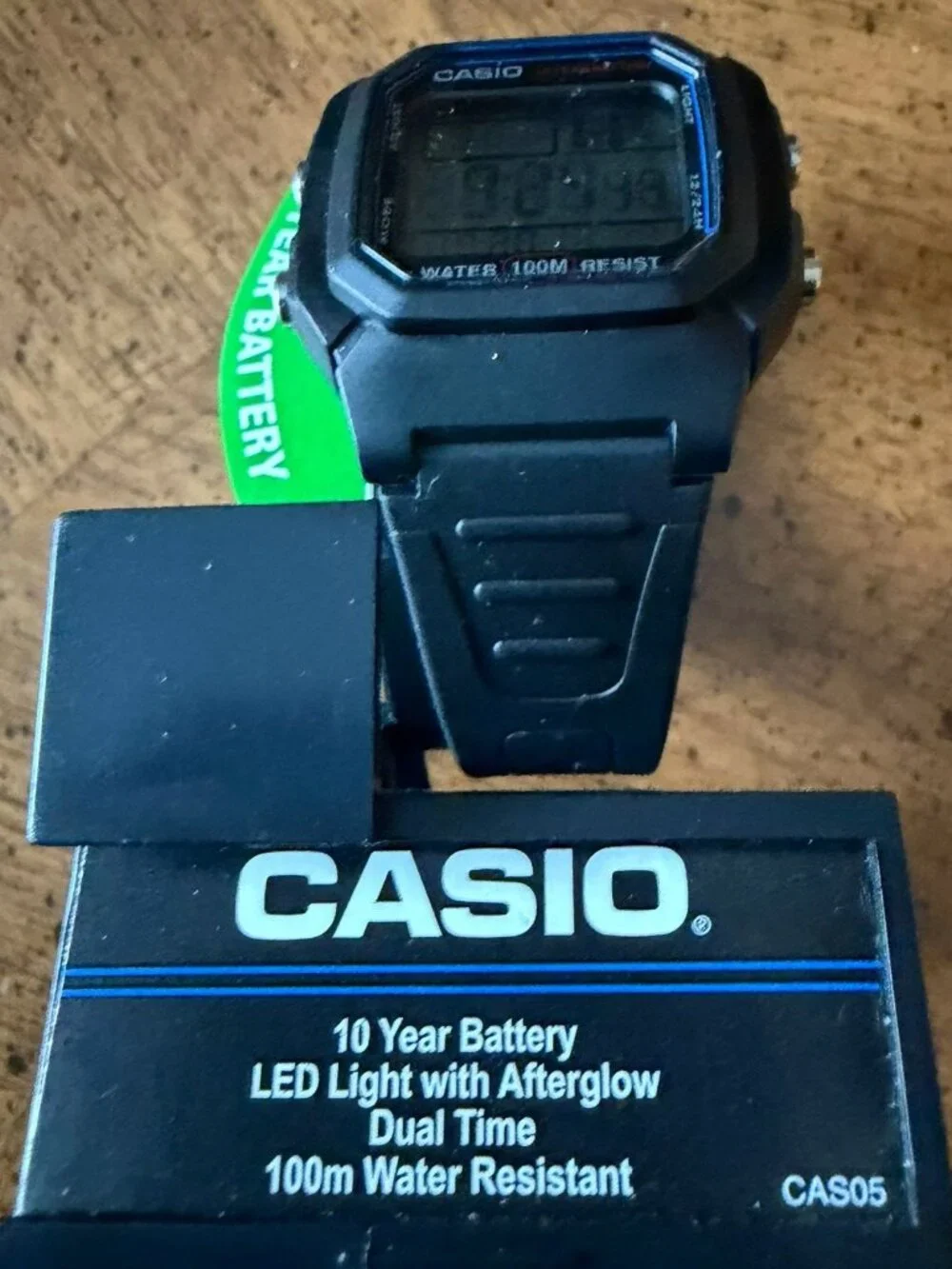 Casio W-800H-1AV Digital Watch 100M 10 Year Battery Black Resin w/ Display